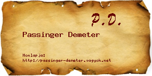 Passinger Demeter névjegykártya